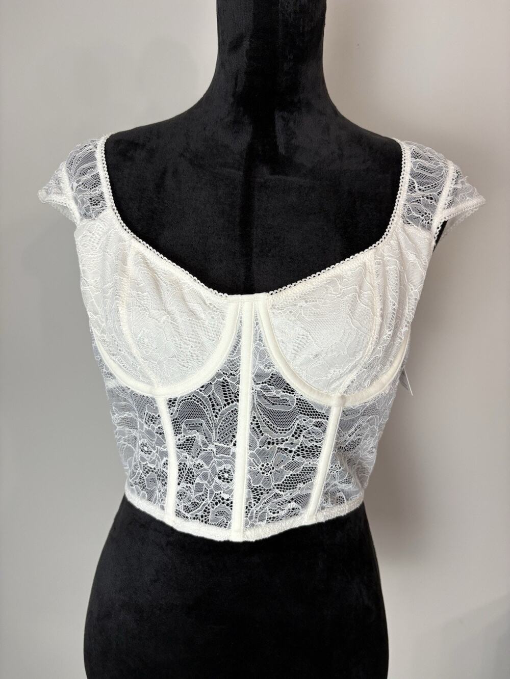 Anthropologie LyreBird Ivory/White Lace Underwired Demi Bustier Corset Top M